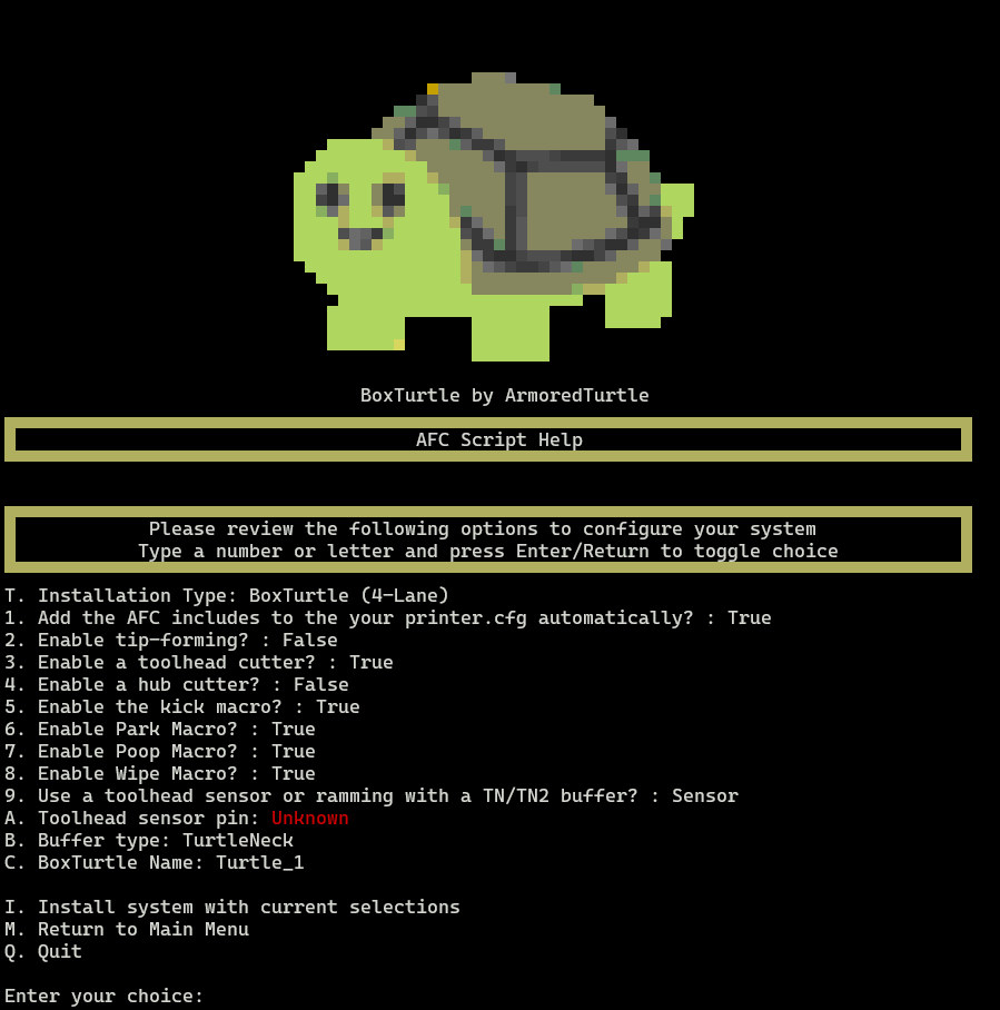 Installation Menu